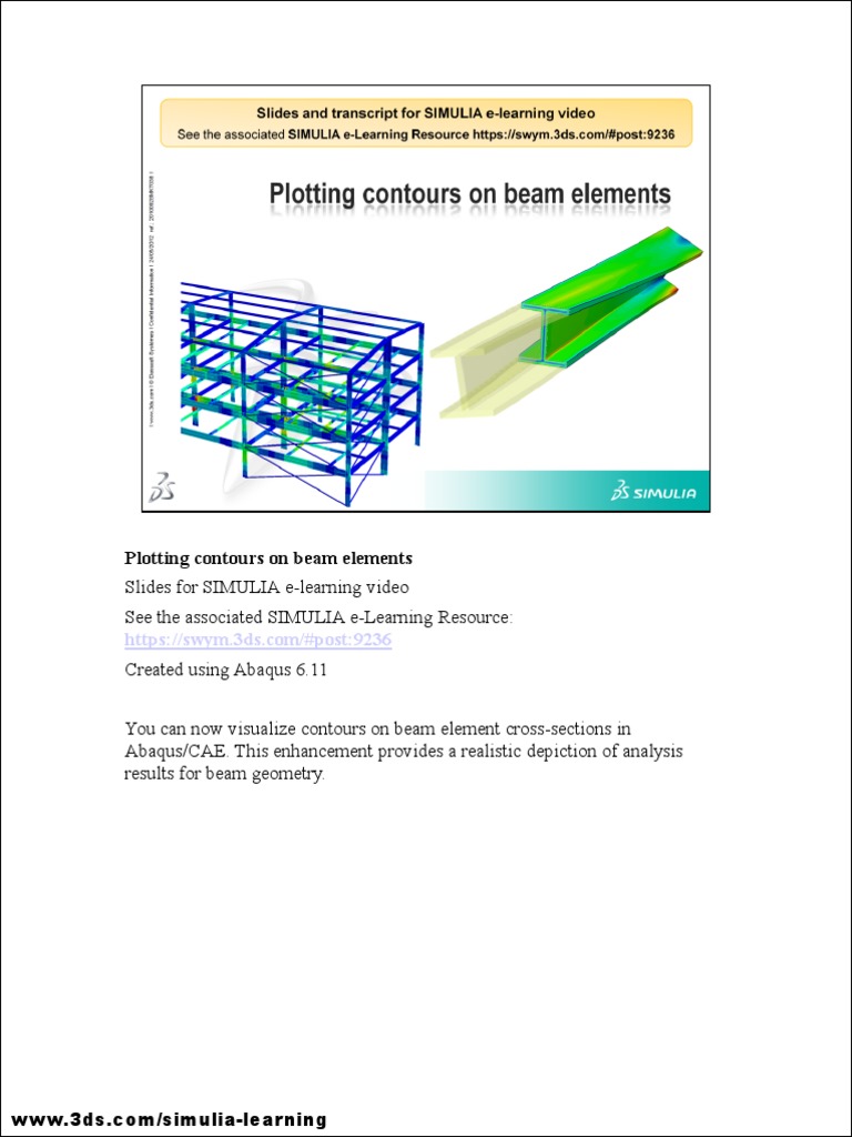 Vis BeamContours Slides Abaqus611 PDF | Mechanical Engineering | Applied And Interdisciplinary Physics