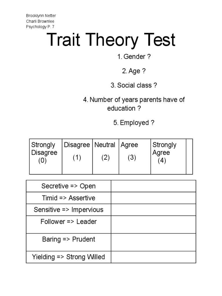 Traittheorytest | PDF