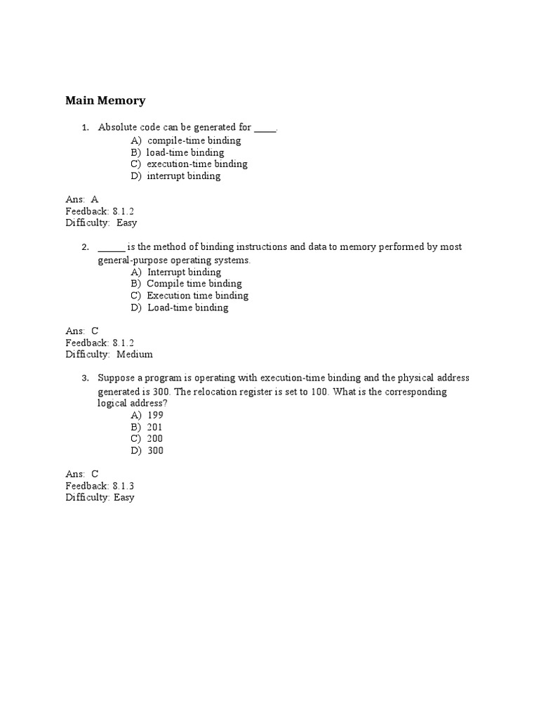 Address Binding and Memory Management | PDF