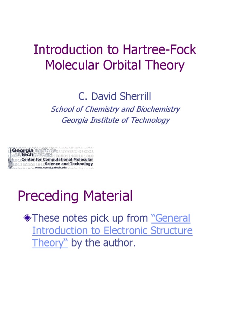 Hartree Fock Intro | PDF | Hartree–Fock Method | Atomic Orbital