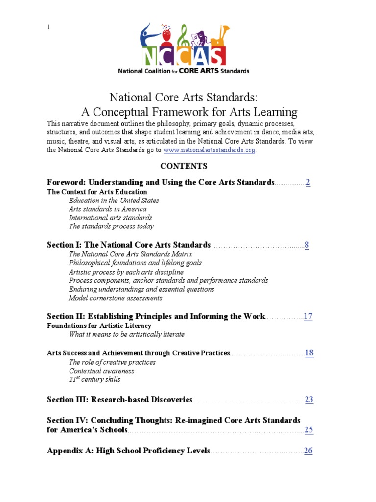 National Core Arts Standards Conceptual Framework PDF