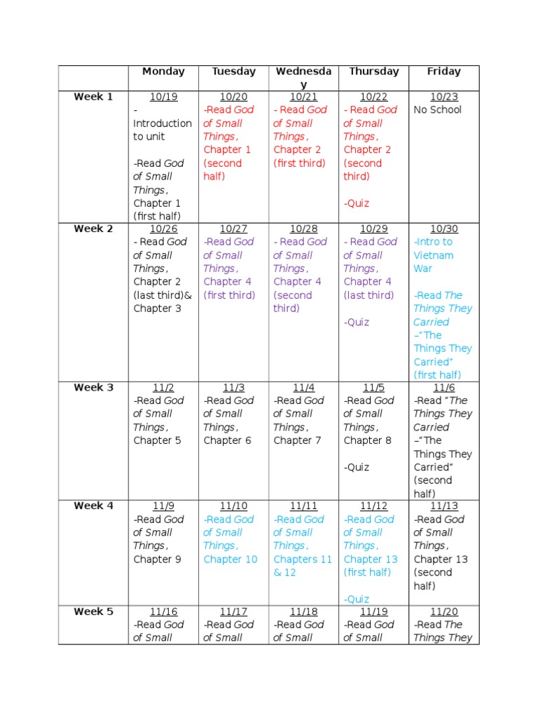 Unit Calendar PDF