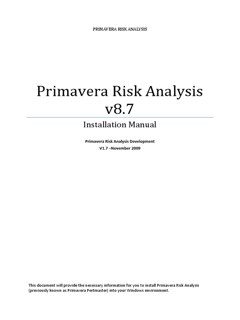 Primavera Risk Analysis Installation Manual | PDF | Computers