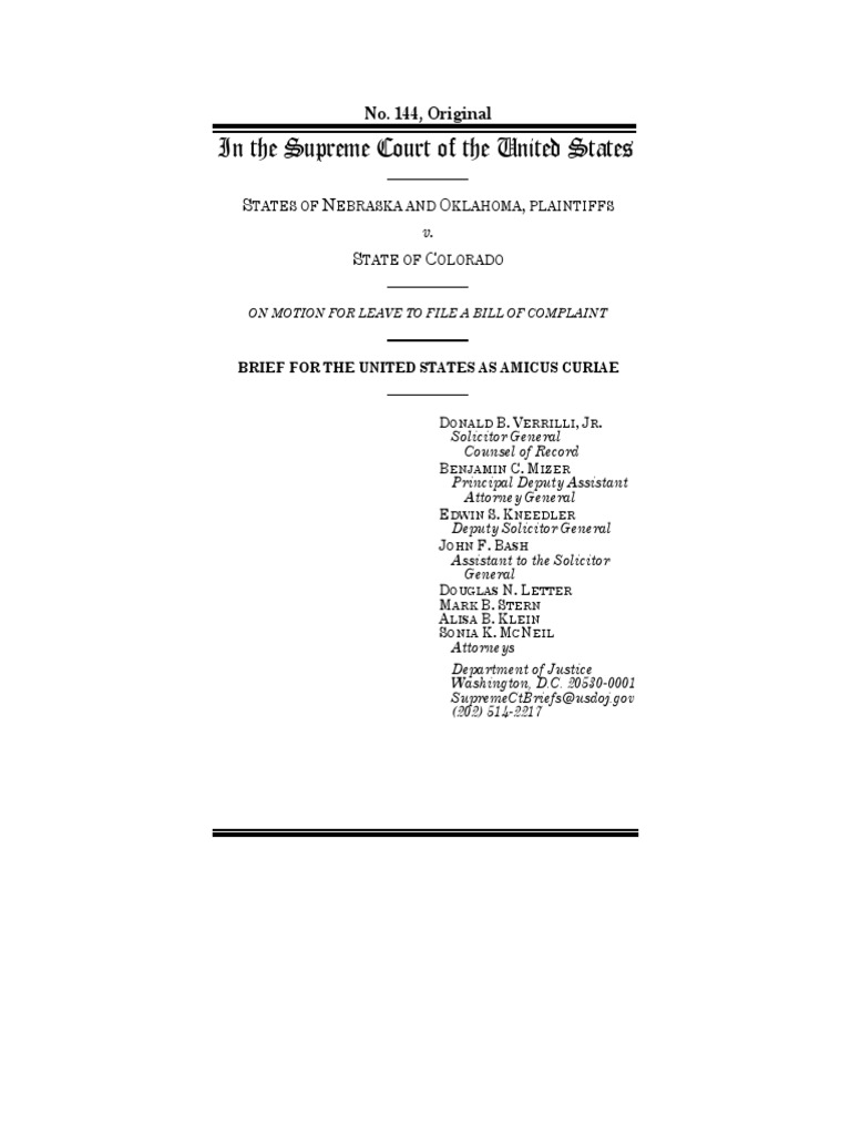 CVSG Nebraska v. Colorado PDF Controlled Substances Act U.S. State