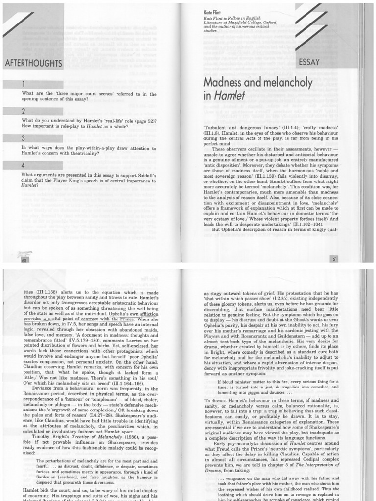 'Madness and Melancholy in Hamlet' Kate Flint Rotated PDF