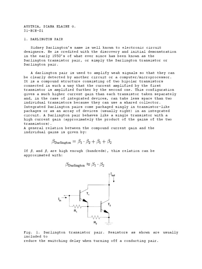 Darlington Pair Electrical Circuits
