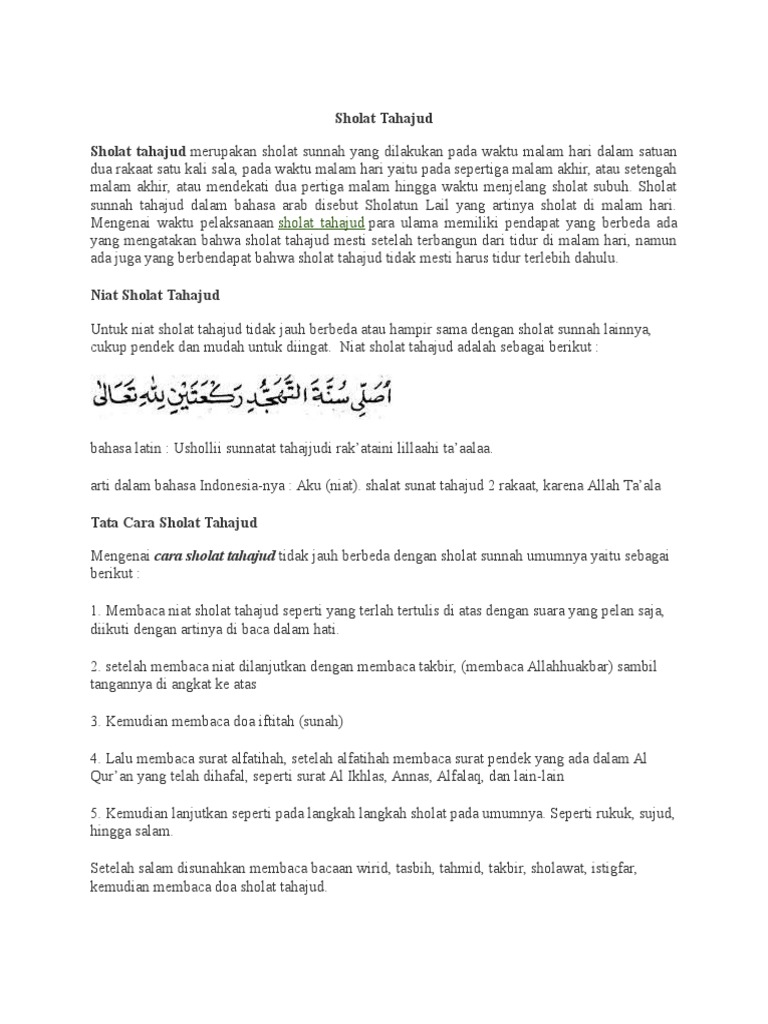 Niat Sholat Tahajud Jam 12 Latin Celoteh Bijak