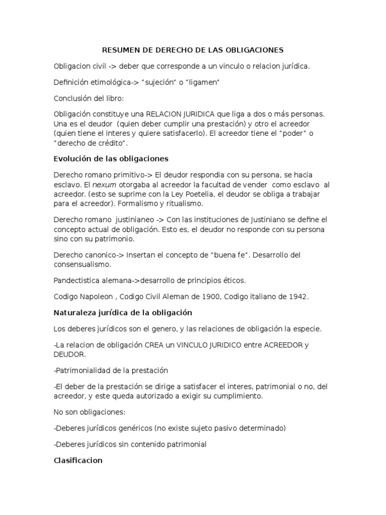 Resumen de Derecho de las Obligaciones | PDF | Pagos | Justicia