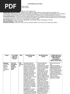 co-teaching lesson plan
