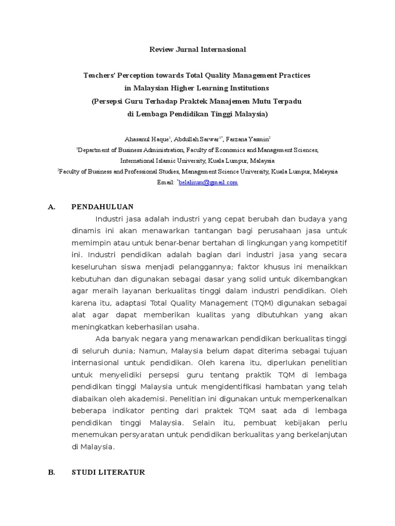 Review Jurnal Internasional Tqm