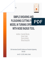 Simple Shearing and Ploughing Cutting Force Model in Turning Operation With Nose Radius Tool