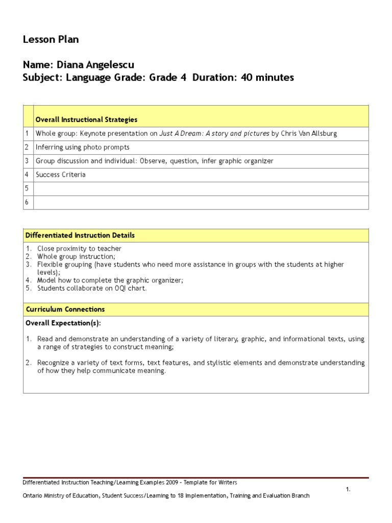 Reading Lessonplan Dianaangelescu | PDF | Differentiated Instruction ...