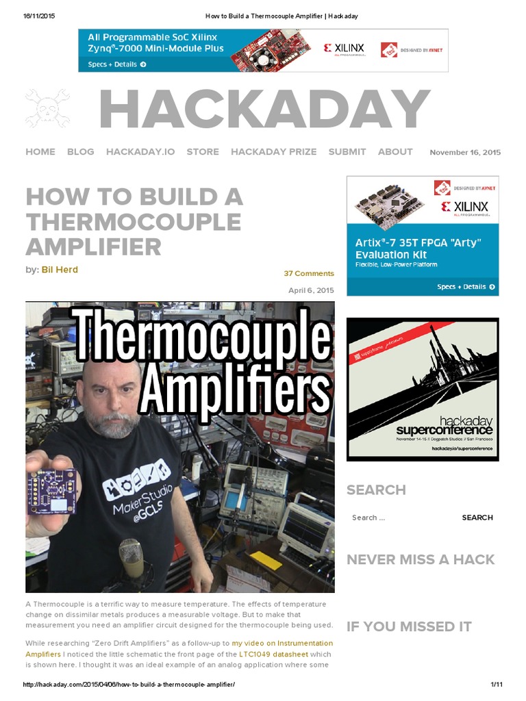 How To Build A Thermocouple Amplifier - Hackaday | PDF | Thermocouple ...