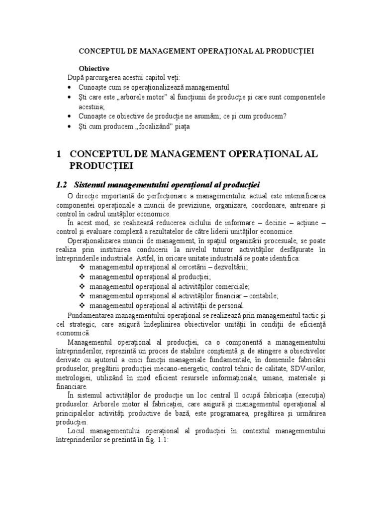 Conceptul de Management Operational Al Productiei | PDF