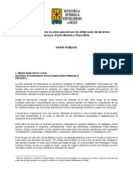 CARTA PÚBLICA - RNDDHM Manifiesta Preocupación Por Defensoras Evelia Bahena y Diana Brito