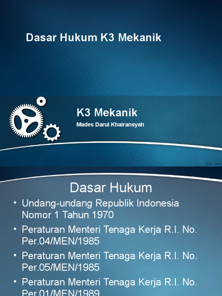 01B. Dasar Hukum K3 Mekanik