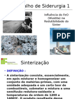 Influência do FeO no sinter e sua redutibilidade