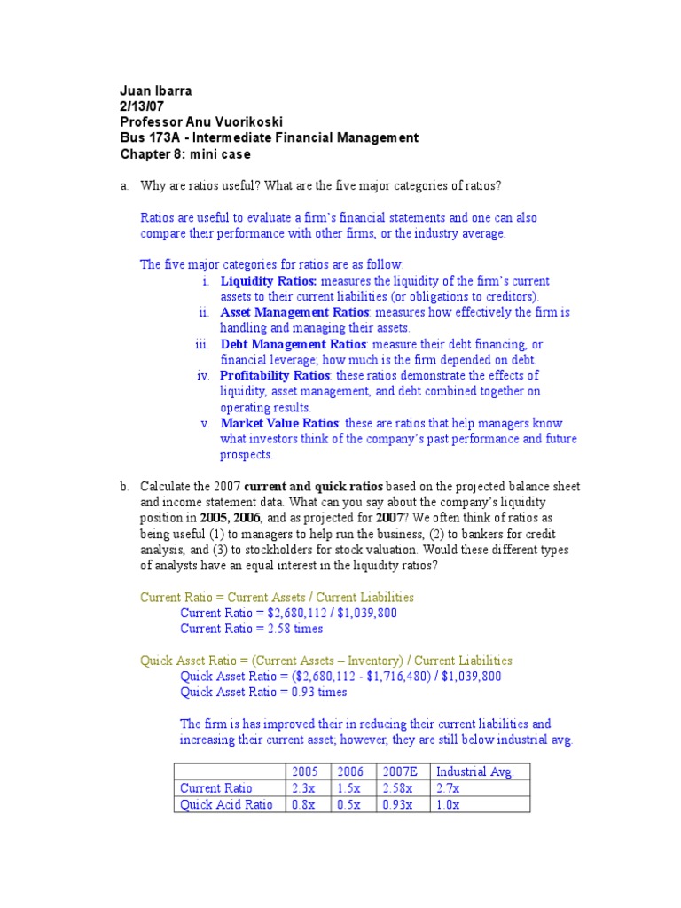 Financial Ratios Analysis for 2007 | PDF | Market Liquidity | Return On ...