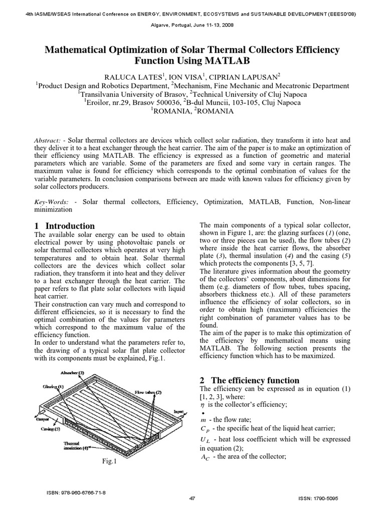 Optimizing Solar Collector Efficiency | PDF | Heat | Mathematical ...