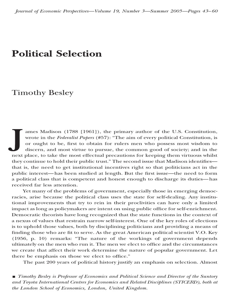Understanding Political Selection Dynamics | PDF | Fiduciary | Motivation