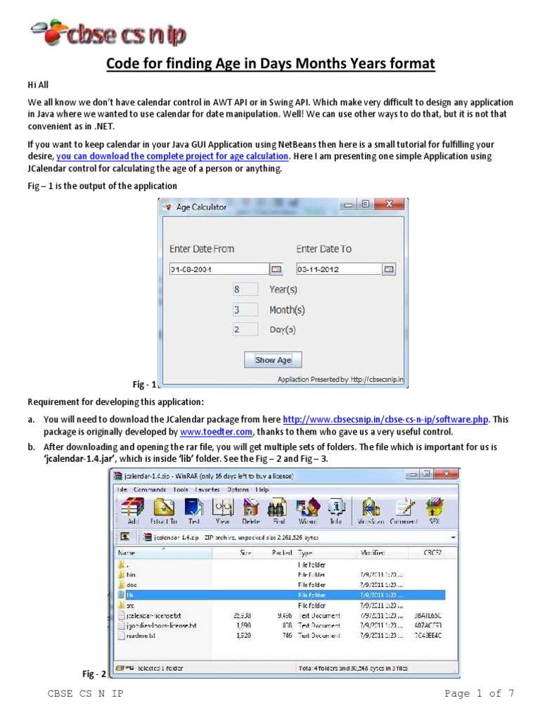 Code For Finding Age in Days Months Years Format | PDF | Java ...