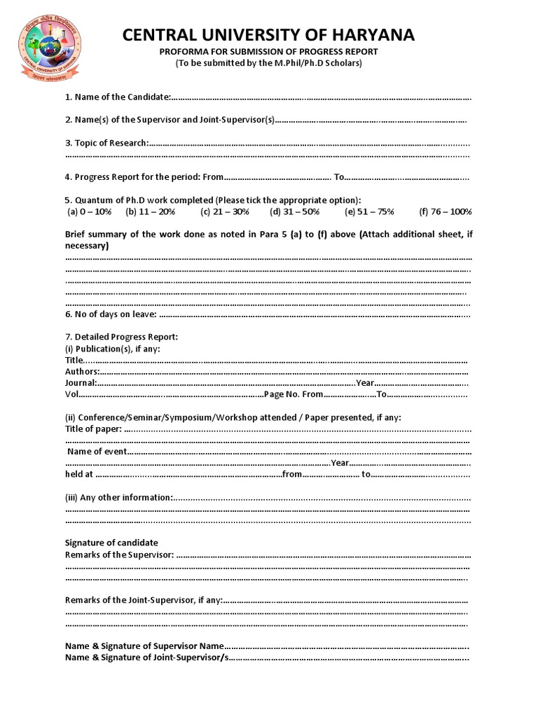 M.Phil/Ph.D Progress Report Template | PDF | Technology & Engineering