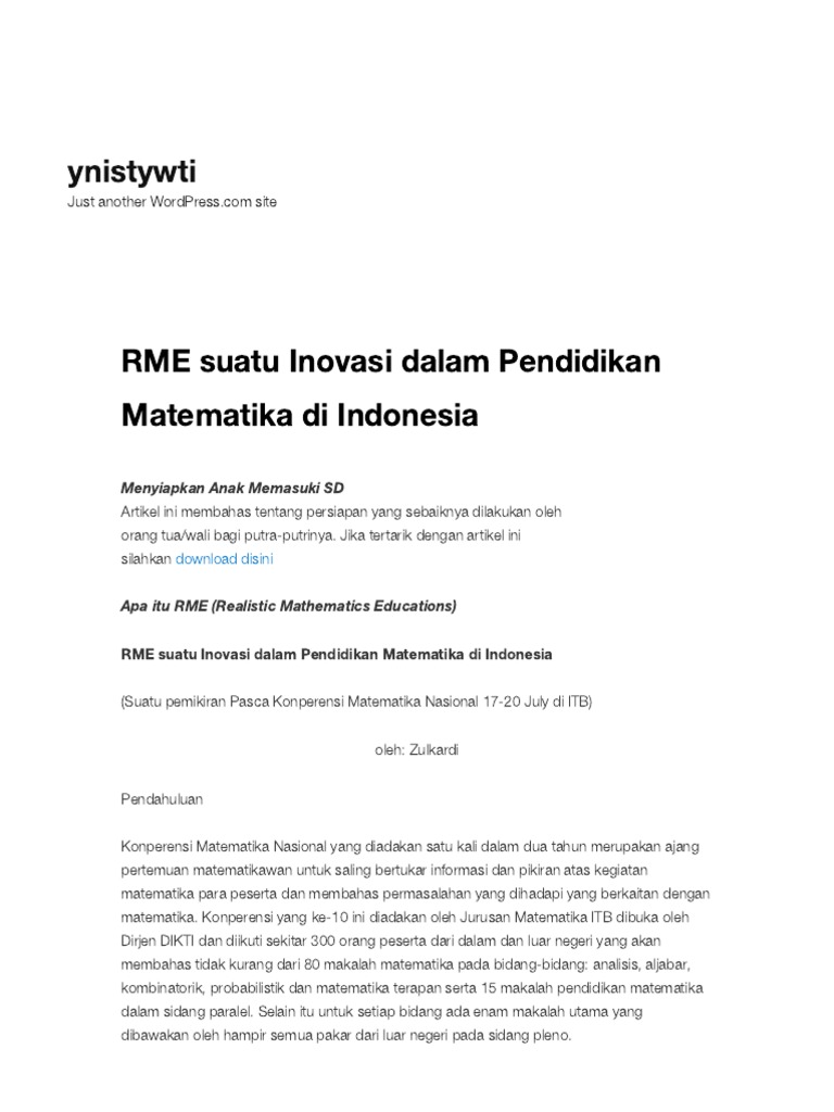 RME: Inovasi Pendidikan Matematika Indonesia | PDF | Seni | Komputer