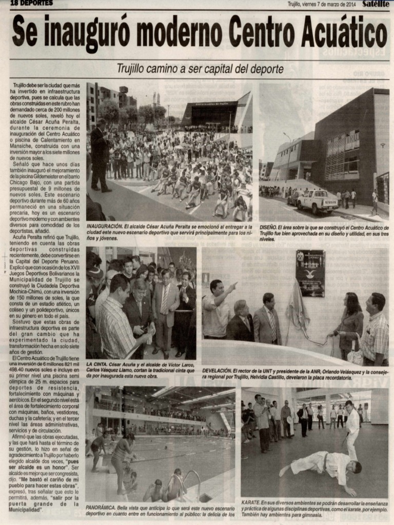 Inauguración del Centro Acuático Trujillo | PDF | Ocio