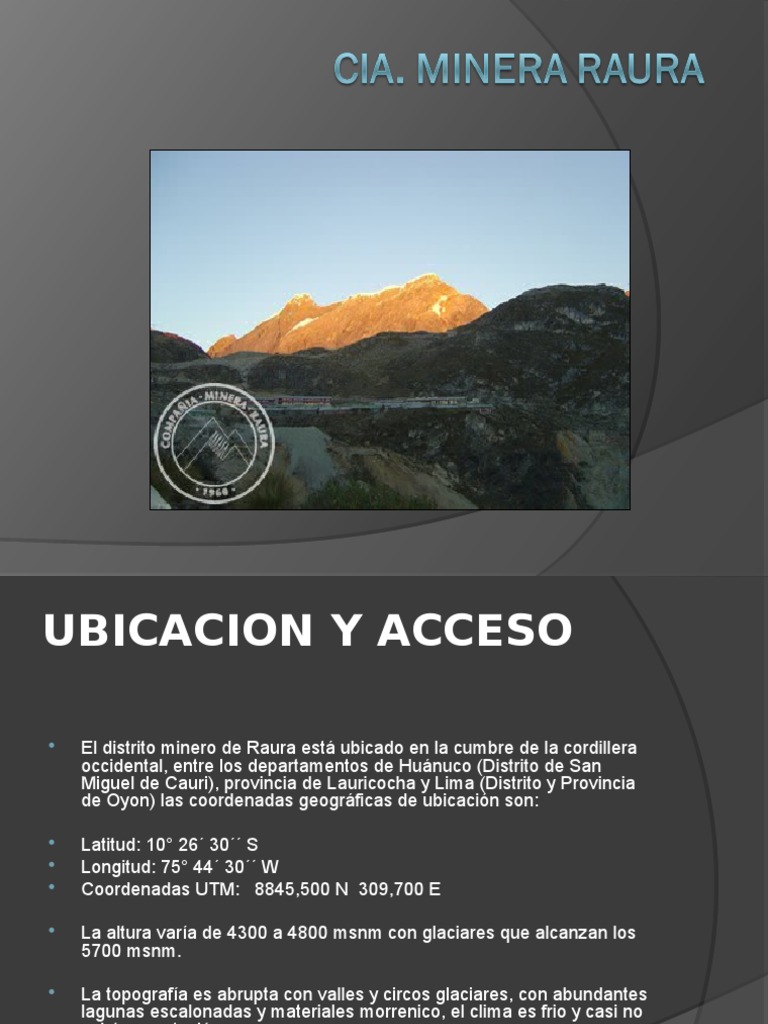 Altitud y ubicación de la mina Raura | PDF | Roca (geología) | Falla ...