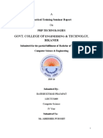 Govt. College of & Technolgy, Bikaner: Practical Training Seminar Report