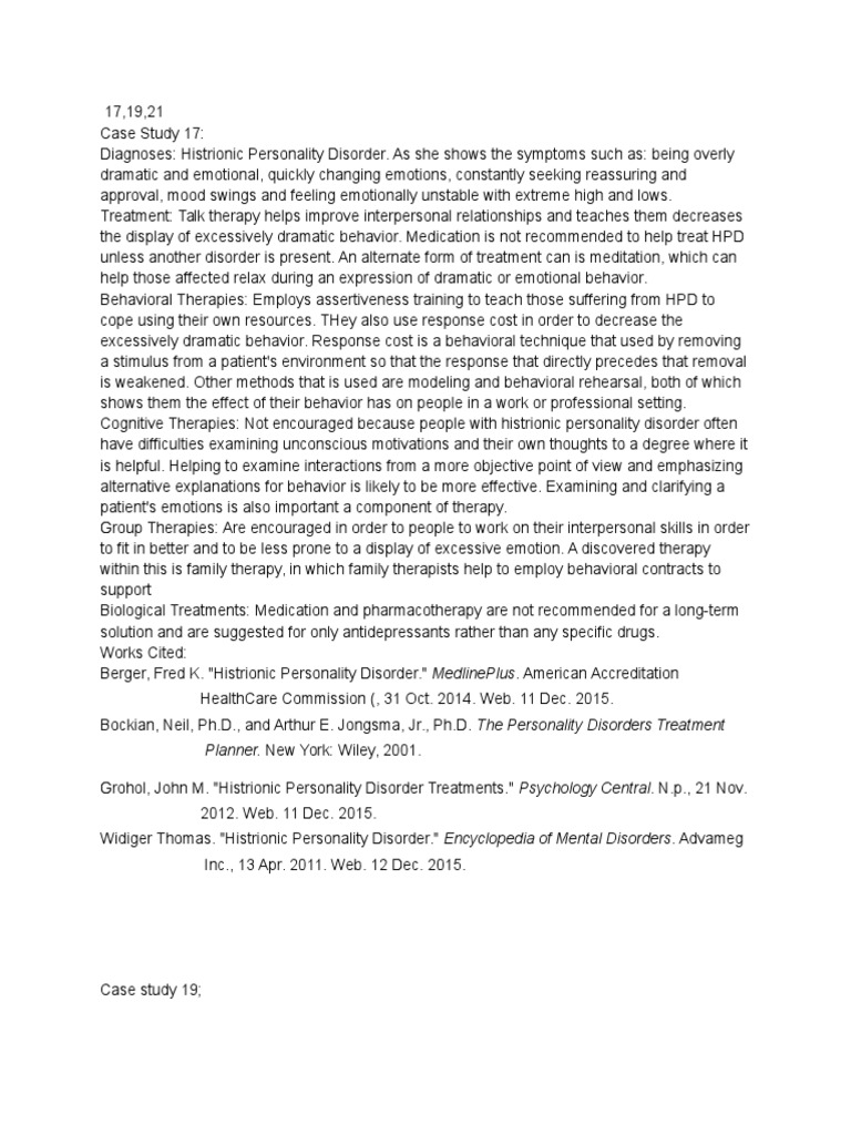 Histrionic Personality Disorder Insights | PDF | Obsessive–Compulsive ...
