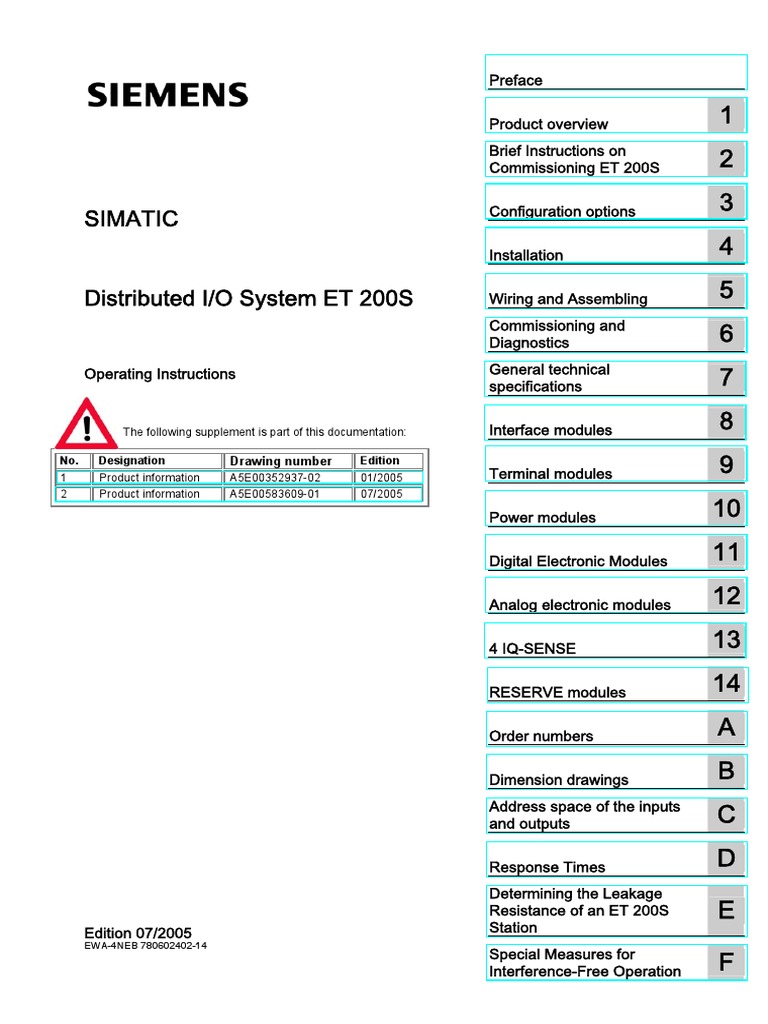Systems Manual Simatic ET200S pdf Electrical Wiring Safety