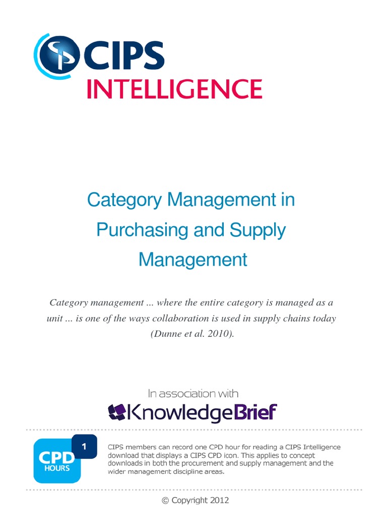 Category Management in Procurement | PDF | Supply Chain | Sales
