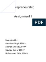 Entrepreneurship Assignment I - Abhishek, Akar, Gaurav, Talha