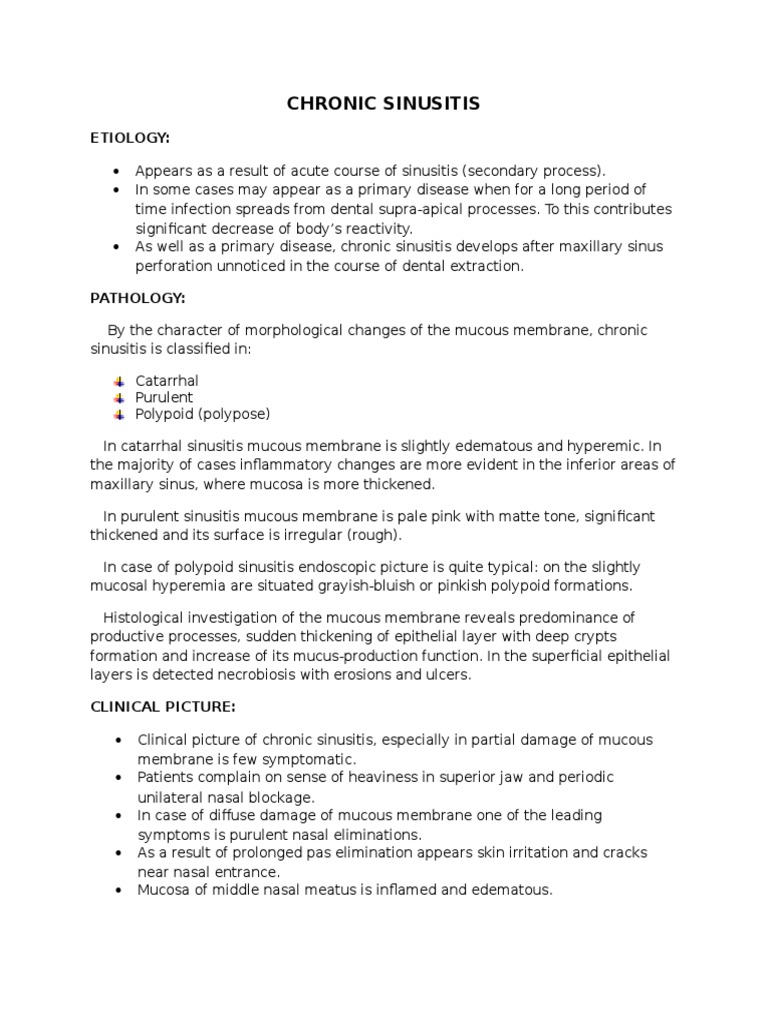 Chronic Sinusitis Medical Specialties Medicine
