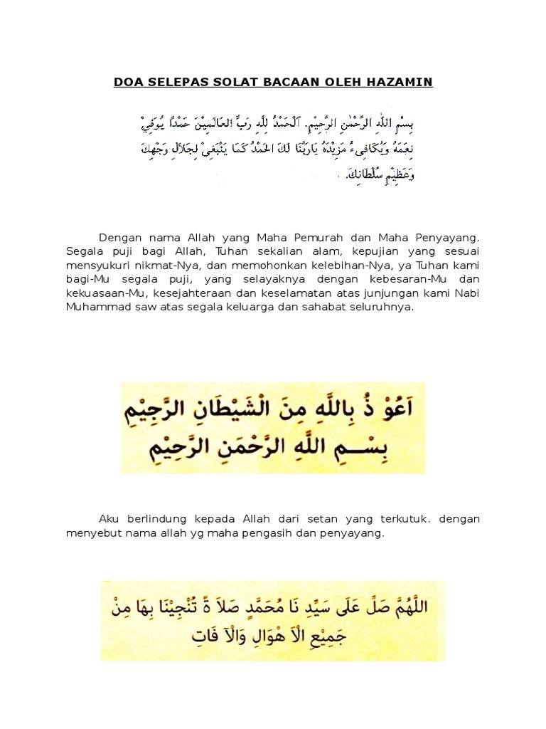 doa selepas solat pdf