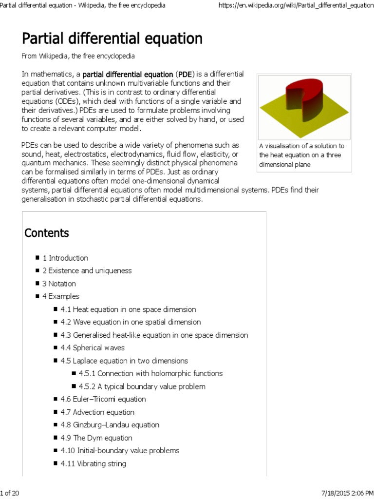 Partial Differential Equation Wikipedia, The Free Encyclopedia PDF