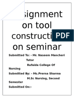 Assignment On Tool On Seminar: Construction