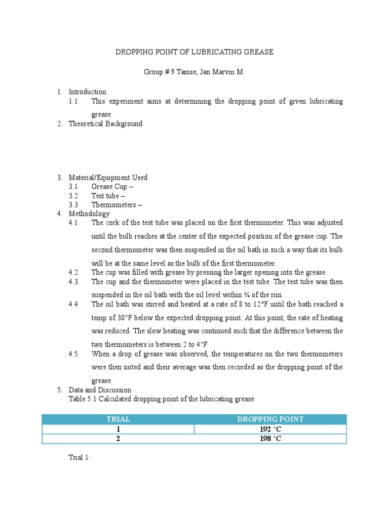 Dropping Point of Lubricating Grease | PDF