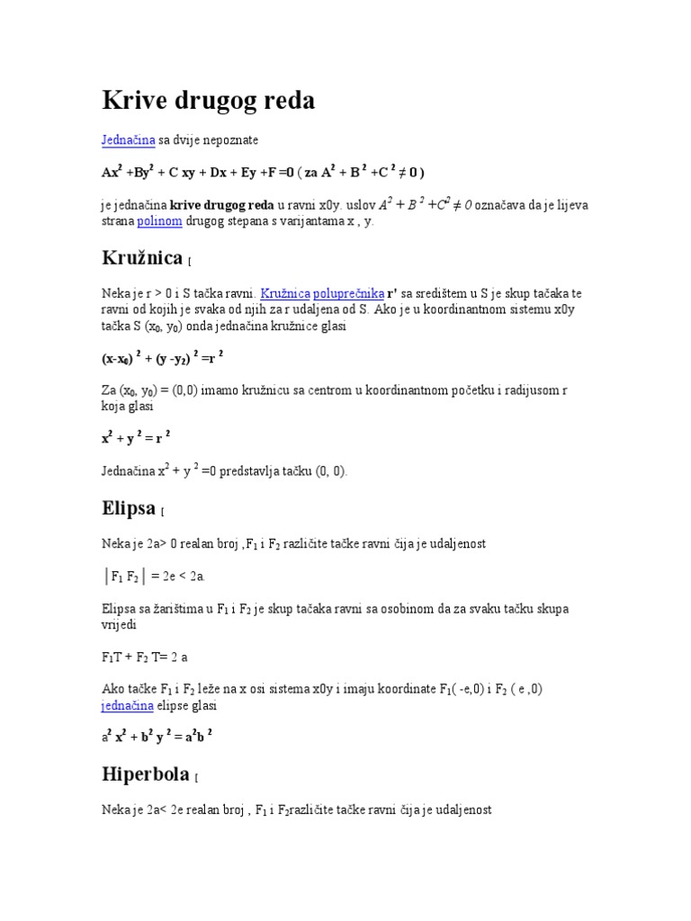 Krive Drugog Reda | PDF