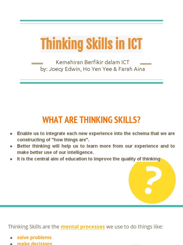 Thinking Skills and Ict Kemahiran Berfikir Dalam Ict | PDF ...