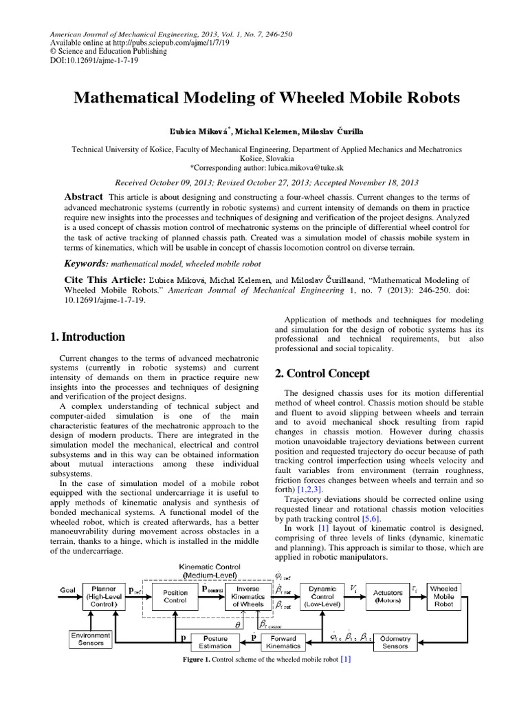 Mathematical Modeling of Wheeled Mobile Robots: Keywords | PDF ...