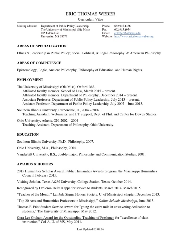 Academic CV for Philosophy Experts | PDF | History
