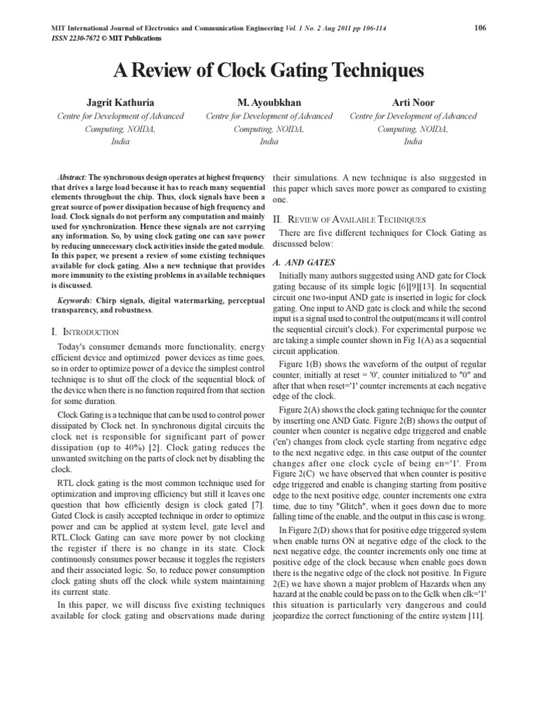 Clock Gating Techniques PDF