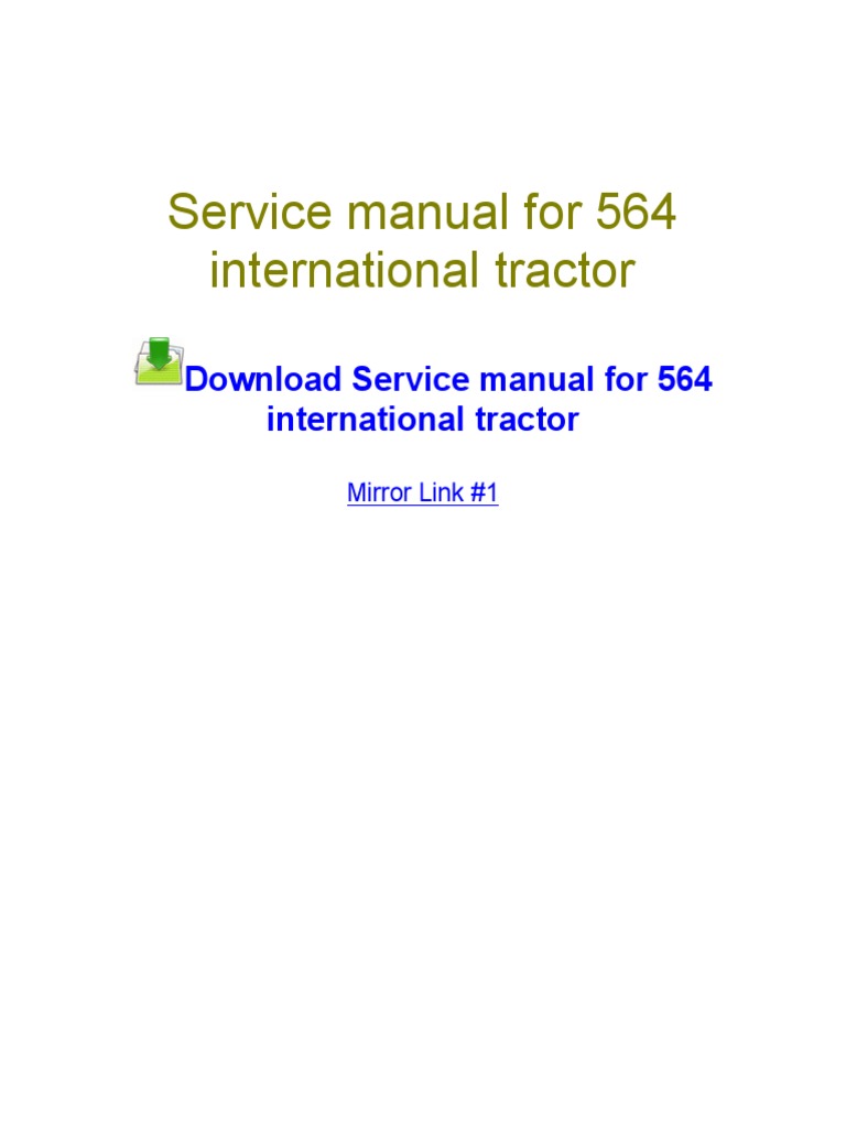 Service Manual for 564 International Tractor | Computer File | Tablet  Computer
