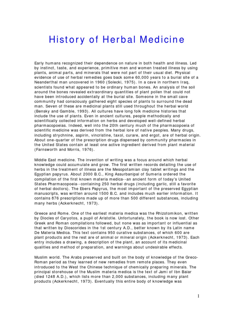 History of Herbal Medicine PDF Herbalism Ayurveda