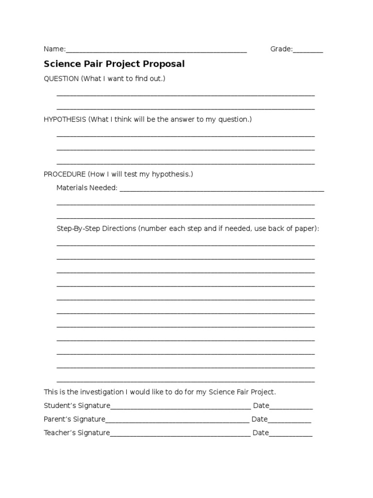 Science Fair Project Proposal Template | PDF