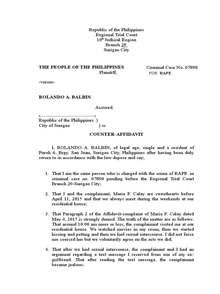 example of an affidavit