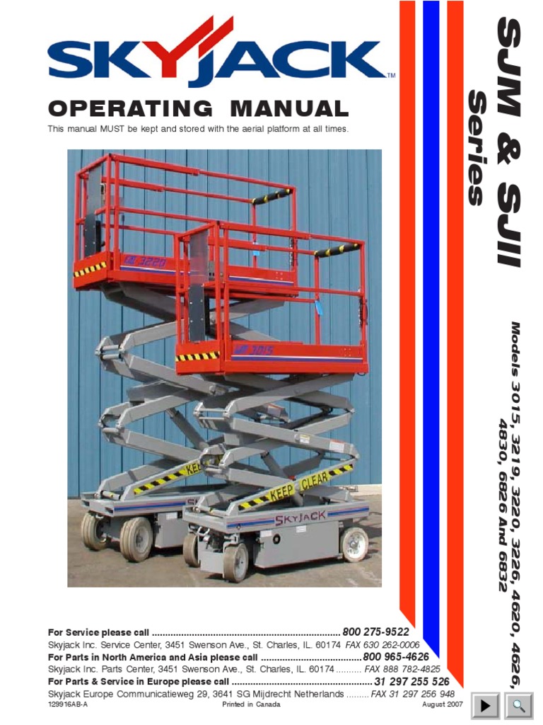 Skyjack Manual PDF Switch Elevator