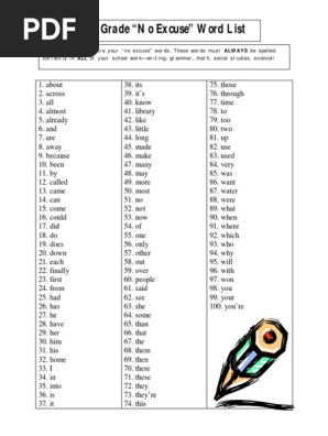microsoft word - no excuse spelling list